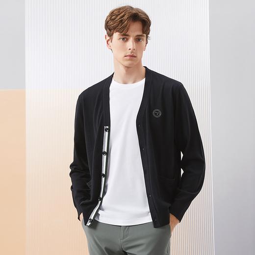 【含羊毛】柒牌男士开襟毛衫2024春季新款时尚休闲V领针织衫毛衣	126Y70020 商品图1