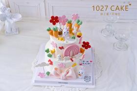 1027CAKE | 小兔子 双层款式 翻糖装饰 周岁
