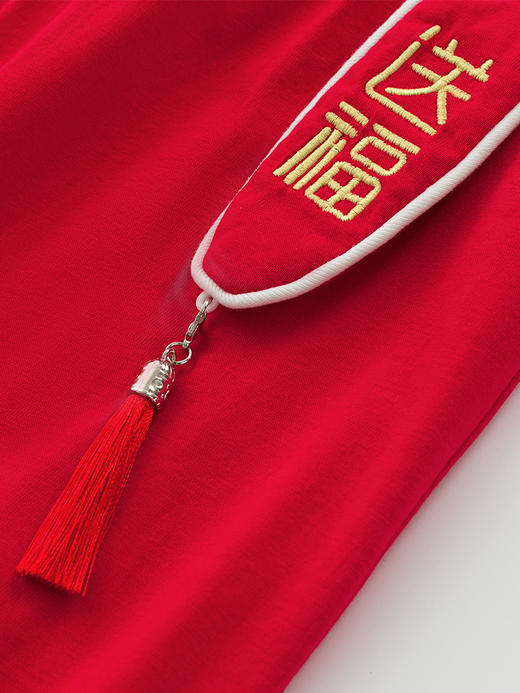 【宝宝新中式喜庆周岁服】婴儿纯棉连体衣2024夏季中国风周岁喜庆包屁衣女宝宝飞袖短爬 商品图3