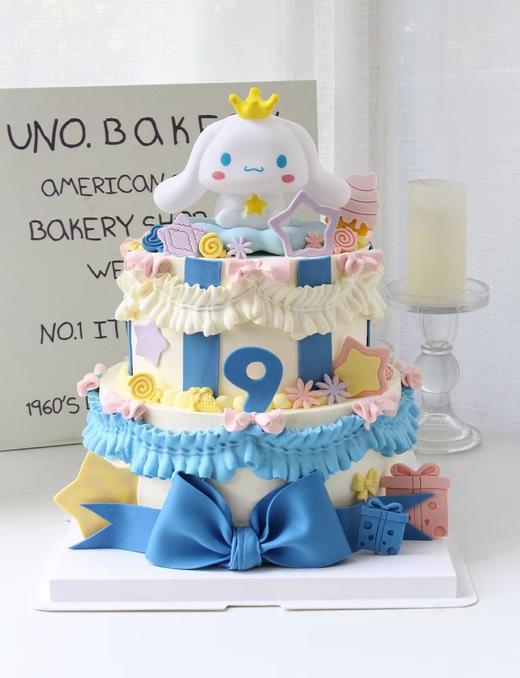 1027CAKE | 双层蛋糕 玉桂狗主题 翻糖蝴蝶结 商品图0