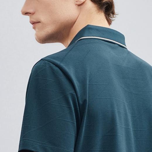 【含桑蚕丝】柒牌polo衫男短袖夏季薄款时尚提花商务休闲翻领T恤124T70630 商品图3