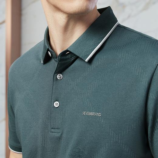 【不变形领】【高端系列】柒牌polo衫短袖男夏季新款格纹提花时尚休闲翻领上衣126T73200 商品图2