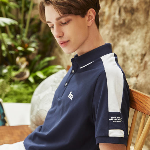 柒牌男士短袖polo衫夏季新款休闲运动中青年百搭扁机领T恤衫124T73250 商品图2