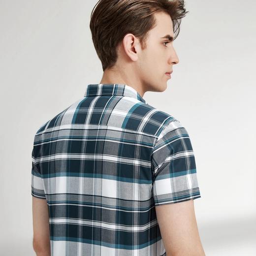 【特价】柒牌牛津纺短袖衬衫男士纯棉翻领潮流帅气休闲格子衬衣122A70990 商品图3