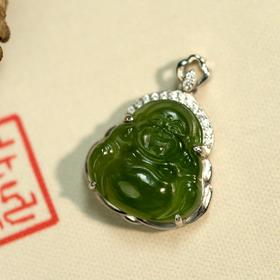 12278和田玉碧玉佛公吊坠