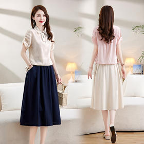 时尚气质韩版，短袖棉麻套装HR-LDB9816