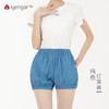C2092艾扬格life丹宁蓝纯色男女同款牛仔色瑜伽短裤 商品缩略图0