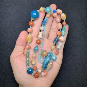 珊瑚玉项链-蓝珠多宝锁骨珠1