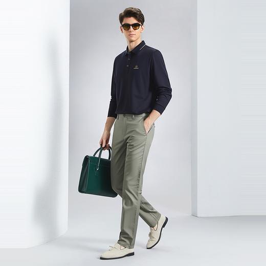 【高弹】柒牌polo衫男长袖2024春季新款商务休闲翻领T恤男装上衣	126T73080 商品图3