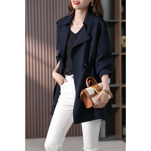 85258原形法式风衣女中长款2024春装新款韩版高级感气质英伦风外套大衣 商品图3