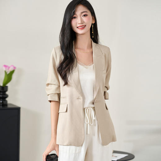米思阳2026春季新款100%醋纤极简风优雅通勤西装显瘦松弛感上衣外套女2654 商品图2