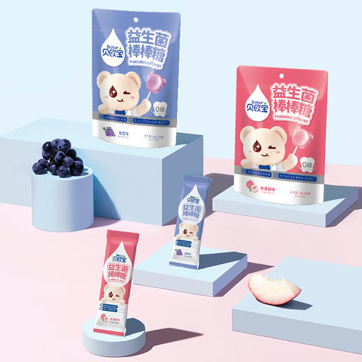 贝欧宝益生菌爱牙配方儿童无糖棒棒糖0糖营养水果糖果 商品图1