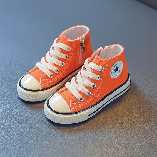 【注重细节，只为品质买单！】2024春季新款儿童高帮帆布鞋 男女小中大童 韩版学生板鞋 亲子情侣鞋-QQ 商品图8
