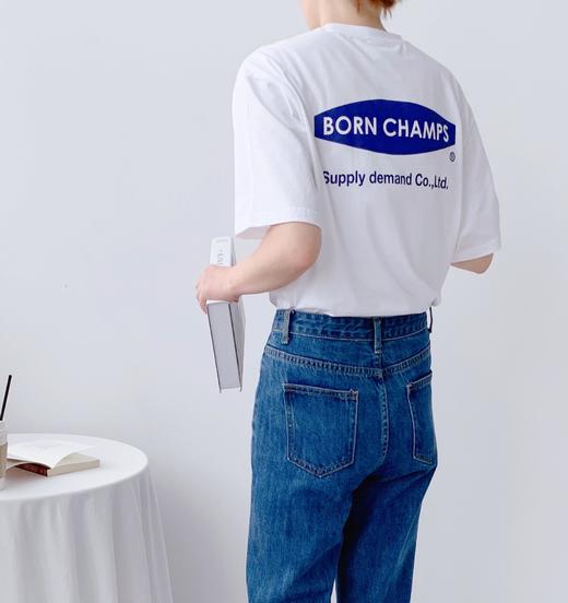 BornChamps韩国潮牌短袖t恤男女宽松夏季新款纯棉情侣装圆领体恤 商品图0