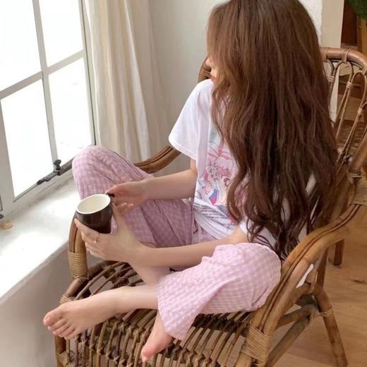 夏季格子薄款宽松柔软洋气短裤、长裤居家裤_ym 商品图2