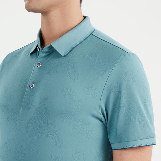 【丝光】柒牌短袖polo衫男满身植物印花男士翻领T恤上衣122T72060 商品图2