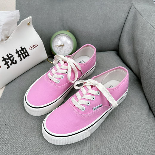 【平底舒适，滑板鞋设计】2024春季新款低帮帆布鞋 女学生ins韩版 平底百搭低帮 潮休闲滑板鞋-QQ 商品图12