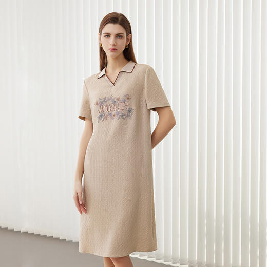 【刺绣印花真丝裙】24年春夏新品100%桑蚕丝印花中长款连衣裙 商品图3