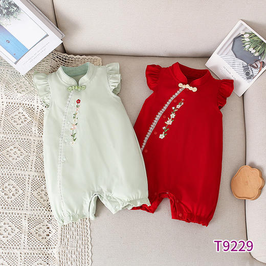 【宝宝百日宴周岁礼服】天静童装2024年夏季新款婴儿连体衣 国风哈衣满月周岁宝宝爬服 商品图2