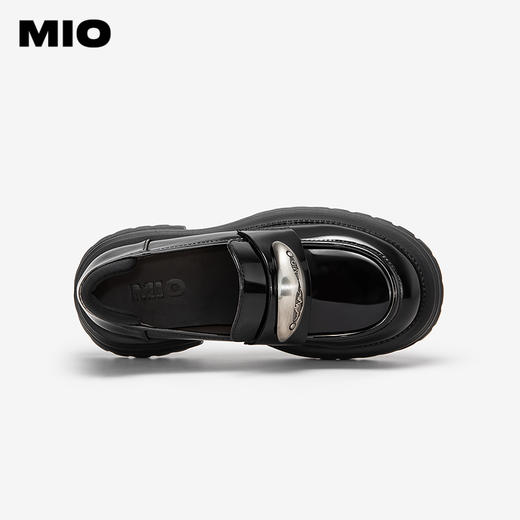 MIO米奥秋季圆头通勤粗跟单鞋复古学院金属饰扣乐福鞋女鞋M244542004 商品图3