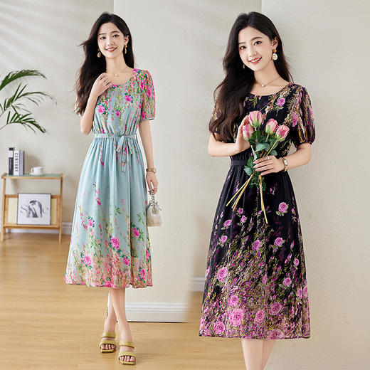 轻薄凉爽飘逸，花色连衣裙HR-XXL6886 商品图0