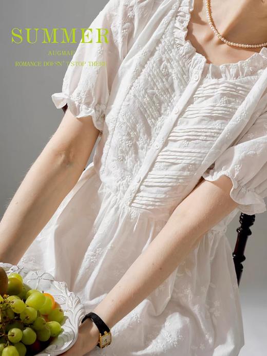 浮生八记/24A028/重工塔克褶刺绣收腰连衣裙 商品图2