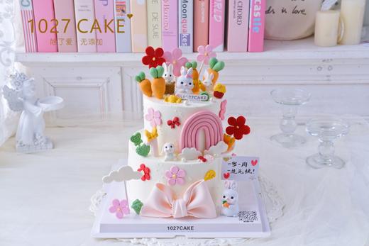 1027CAKE | 小兔子 双层款式 翻糖装饰 周岁 商品图1