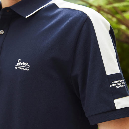 柒牌男士短袖polo衫夏季新款休闲运动中青年百搭扁机领T恤衫124T73250 商品图3