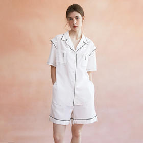 CremeSu 家居服Como系列宽松舒适撞边家居服长袖衬衫长裤短裤【该商品不支持用券】