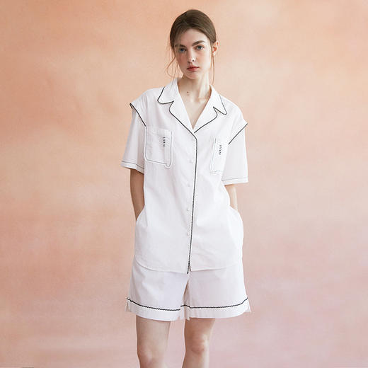 CremeSu 家居服Como系列宽松舒适撞边家居服长袖衬衫长裤短裤【该商品不支持用券】 商品图0