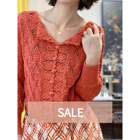 TYNVIE 大圆领两面穿长袖针织上衣-砖红色