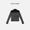 COCO ZONE 羊毛条纹针织衫立领长袖双头拉链上衣 23C29735 商品缩略图1