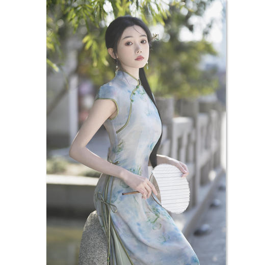 时尚改良新中式，长款奥黛旗袍裙GX-373265 商品图1