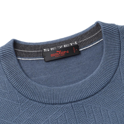 【可机洗】柒牌男士毛衣2024春夏新款时尚字母提花抗静电圆领毛衫126Y70040 商品图2