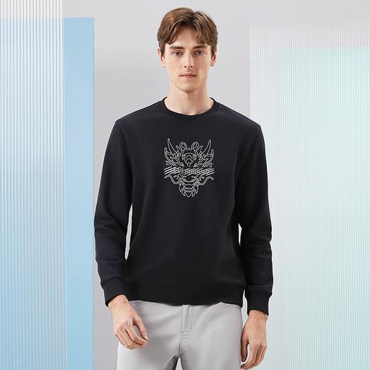 柒牌圆领卫衣男2024春季新款时尚休闲中青年字母绣花套头长袖上衣126W70180 商品图1