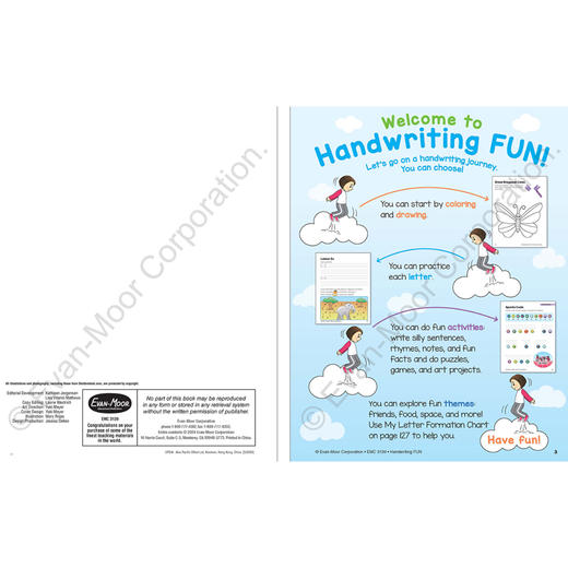 Evan-Moor Hand writing Fun WORK BOOK for KIDS Grade All 快乐书法练习 手写体 全年级 美国加州教辅 商品图2