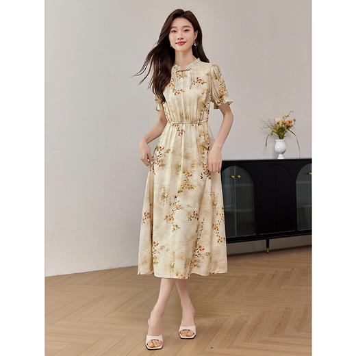 【专属特价】熙世界2025夏季女装国风裙子流苏盘扣国画丹青碎花连衣裙新中式 商品图3