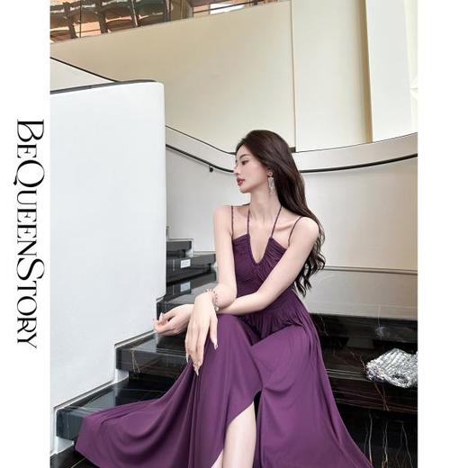 【七夕福利，不退不换】  【情非得已】法式设计感手工钉钻时髦性感吊带连衣裙 商品图4