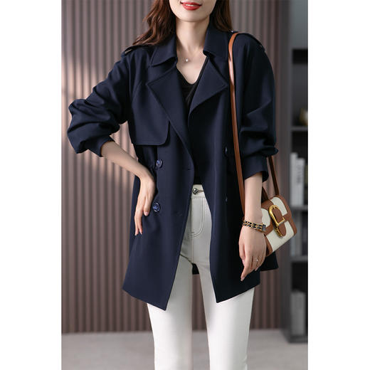 85258原形法式风衣女中长款2024春装新款韩版高级感气质英伦风外套大衣 商品图2
