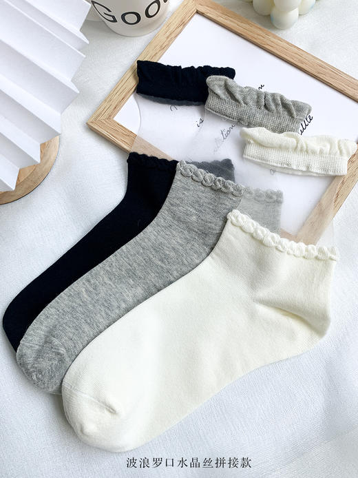 24春夏新女士中筒水晶丝透气轻薄高弹棉中邦女袜夏日短袜 商品图3