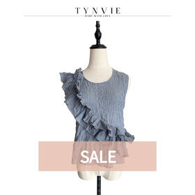 TYNVIE 大木耳边装饰无袖上衣-牛仔蓝