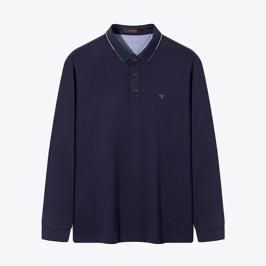 【不变形领】【含桑蚕丝】柒牌长袖polo衫男春季新款商务休闲中青年翻领T恤衫	126T73050 商品图4