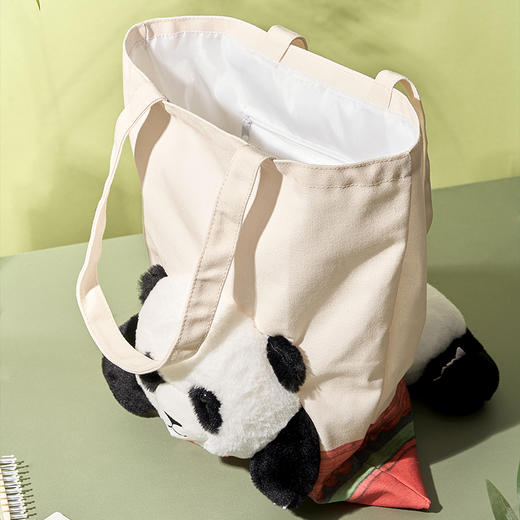 故宫文具文创萌兰熊猫帆布包女百搭学生上课单肩包购物袋ins大容量手提袋包包帆布袋 商品图5