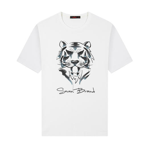 柒牌男装短袖t恤宽松时尚纯棉圆领男士老虎体恤上衣122T71310 商品图4