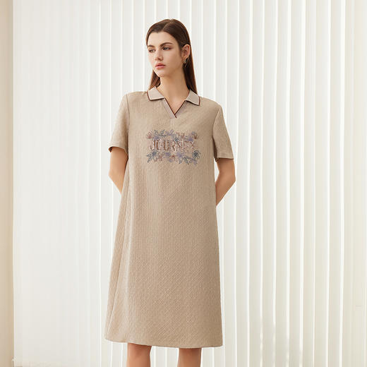 【刺绣印花真丝裙】24年春夏新品100%桑蚕丝印花中长款连衣裙 商品图1