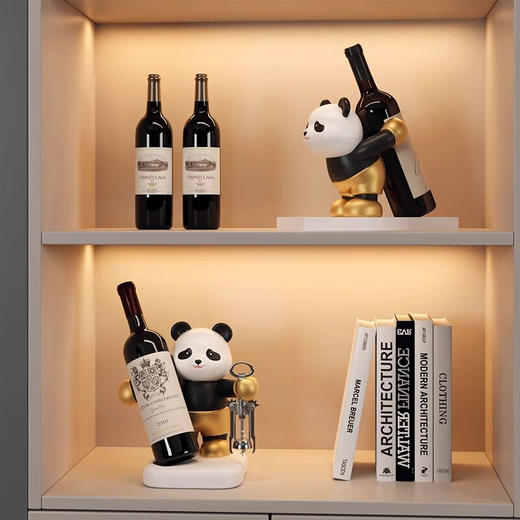 熊猫红酒架装饰品摆件轻奢玄关客厅酒柜餐厅桌面创意乔迁新居礼品 熊猫酒架 商品图4