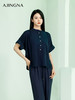 【商场同款】阿菁娜2024夏季新款宽松开叉翻袖扣上衣A30X102029 商品缩略图1