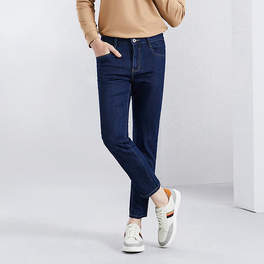 【含桑蚕丝】柒牌九分牛仔裤男2024春季新款中腰休闲中青年长裤子	126H71180 商品图1