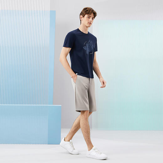 【5A抗菌2A防螨】柒牌男士短袖T恤夏季新款时尚龙纹印花圆领上衣126T71440 商品图3