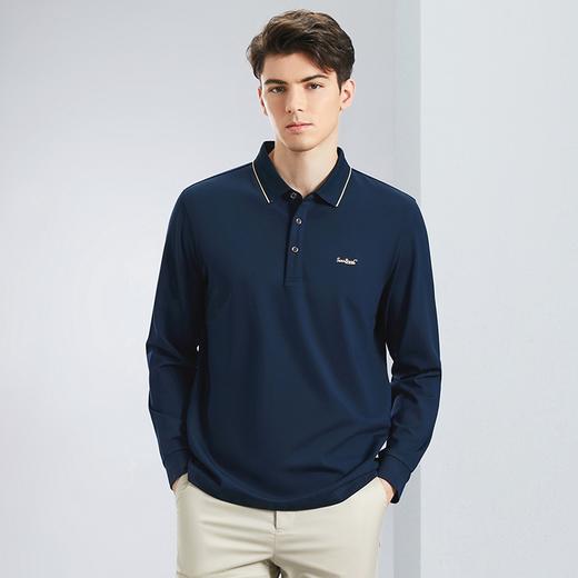 【高弹】柒牌男装长袖polo衫男春季2024新款休闲商务翻领T恤上衣	126T73070 商品图1